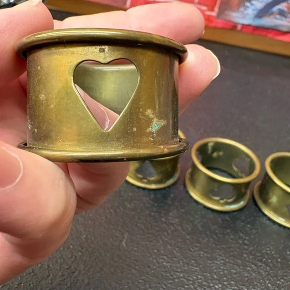 Vintage brass Card Suit Napkin Rings - Picture 2 of 5